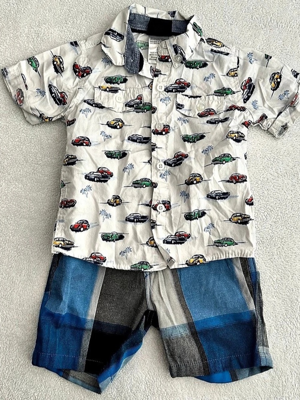 Boys Rock Car Print Shirt & Shorts Set Boys 24M